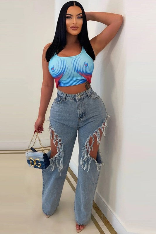 Stellar Fringe High-Waisted Jeans