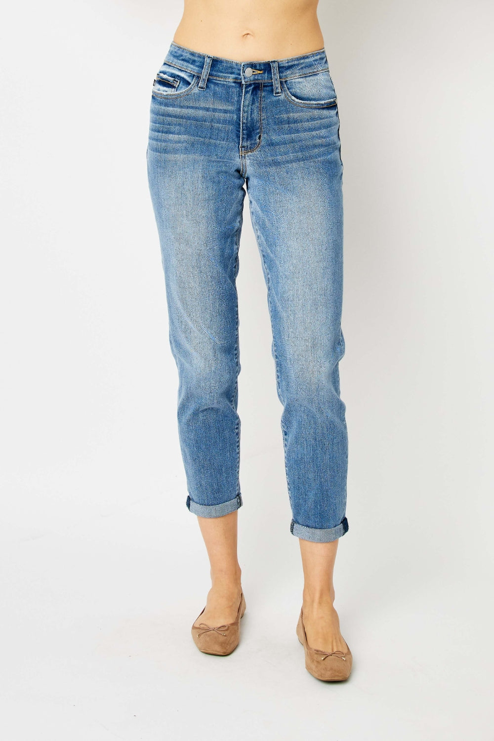 Judy Blue Full Cuffed Low Waist Slim Jeans